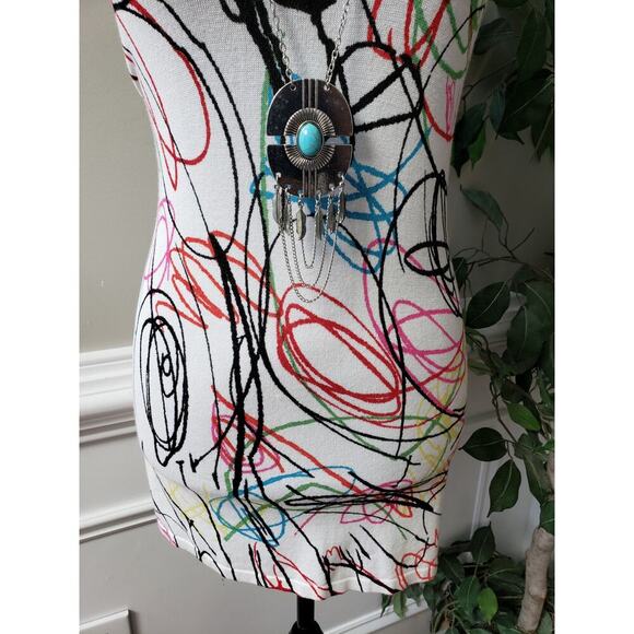 Joseph A. Sweater Womens 1X White Geo Print Rayon Cowl Neck Sleeveless Pullover - Picture 5 of 11